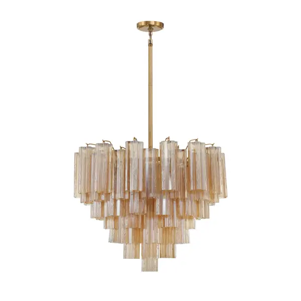 Addis 26.75" Chandelier in Aged Brass with Amber Glass - Image 50