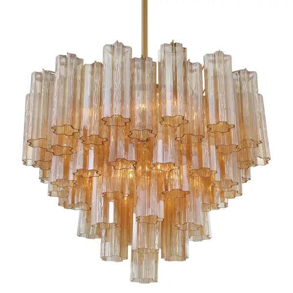 Addis 26.75" Chandelier in Aged Brass with Amber Glass - Image 51