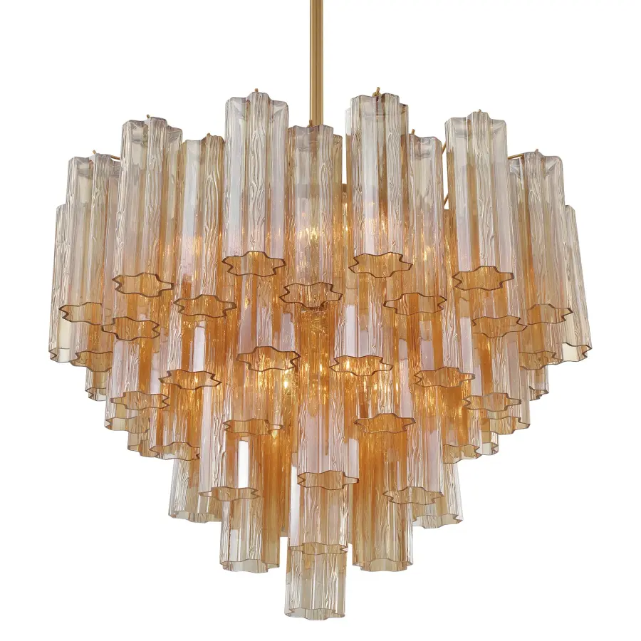Addis 26.75" Chandelier in Aged Brass with Amber Glass - Image 51