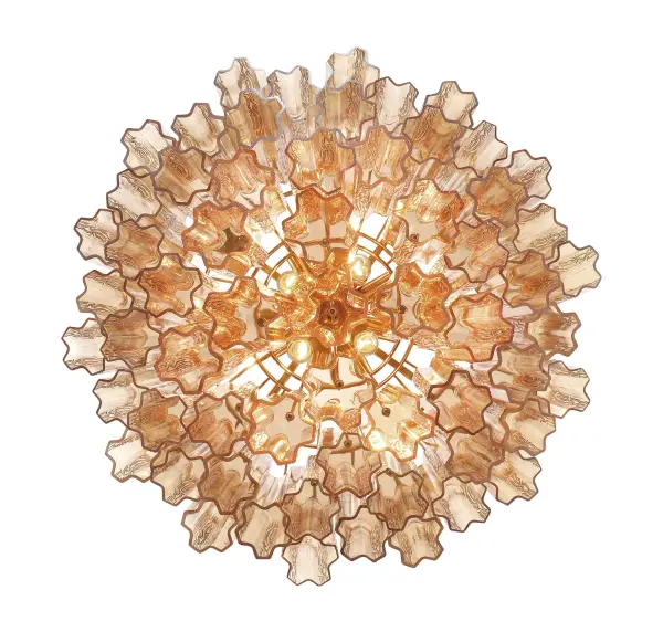 Addis 26.75" Chandelier in Aged Brass with Amber Glass - Image 52