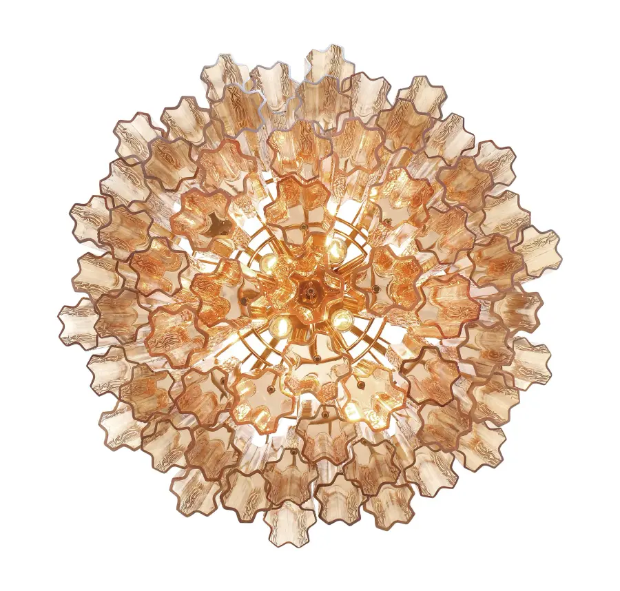 Addis 26.75" Chandelier in Aged Brass with Amber Glass - Image 52