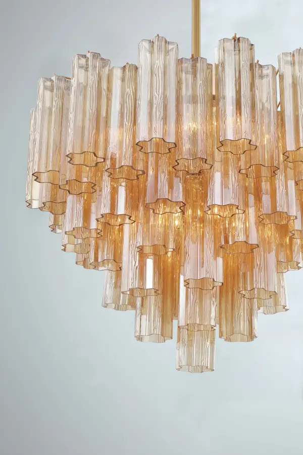 Addis 26.75" Chandelier in Aged Brass with Amber Glass - Image 53
