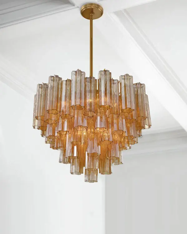 Addis 26.75" Chandelier in Aged Brass with Amber Glass - Image 55