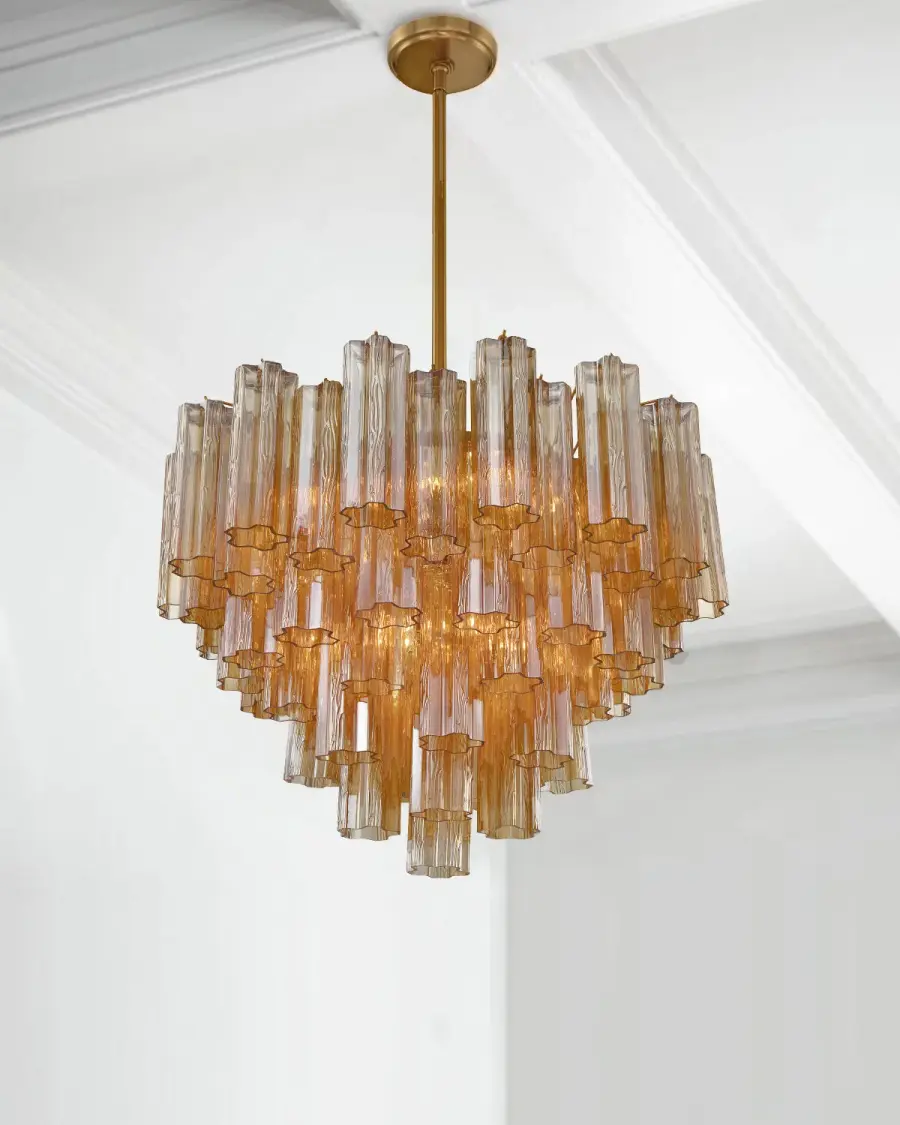 Addis 26.75" Chandelier in Aged Brass with Amber Glass - Image 55