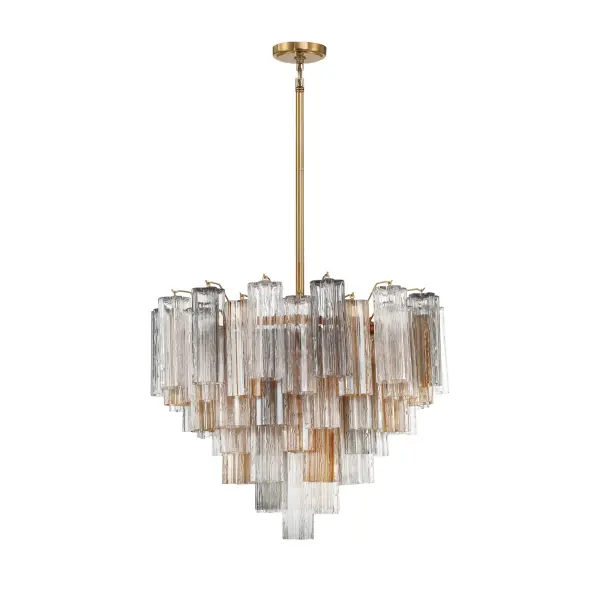 Addis 26.75" Chandelier in Aged Brass with Amber Glass - Image 60