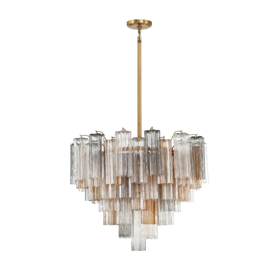 Addis 26.75" Chandelier in Aged Brass with Amber Glass - Image 60