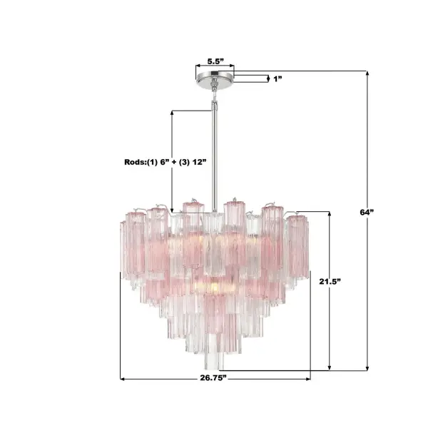 Addis 26.75" Chandelier in Aged Brass with Amber Glass - Image 7