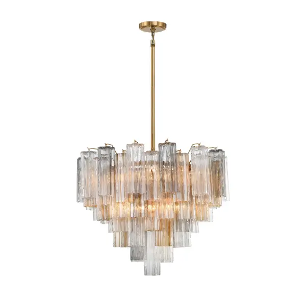 Addis 26.75" Chandelier in Aged Brass with Amber Glass - Image 61