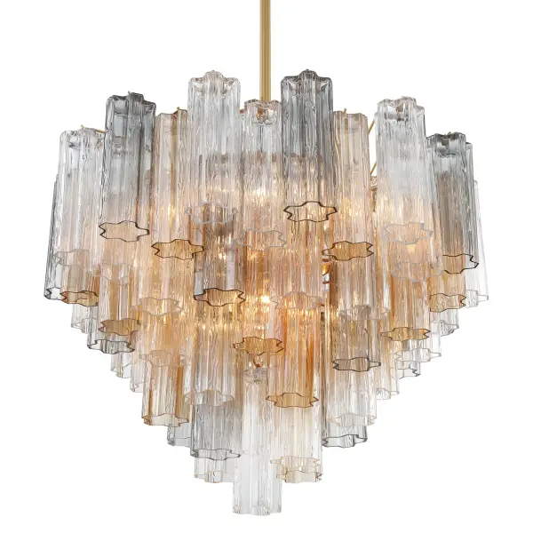 Addis 26.75" Chandelier in Aged Brass with Amber Glass - Image 62