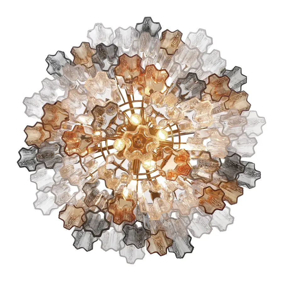 Addis 26.75" Chandelier in Aged Brass with Amber Glass - Image 63