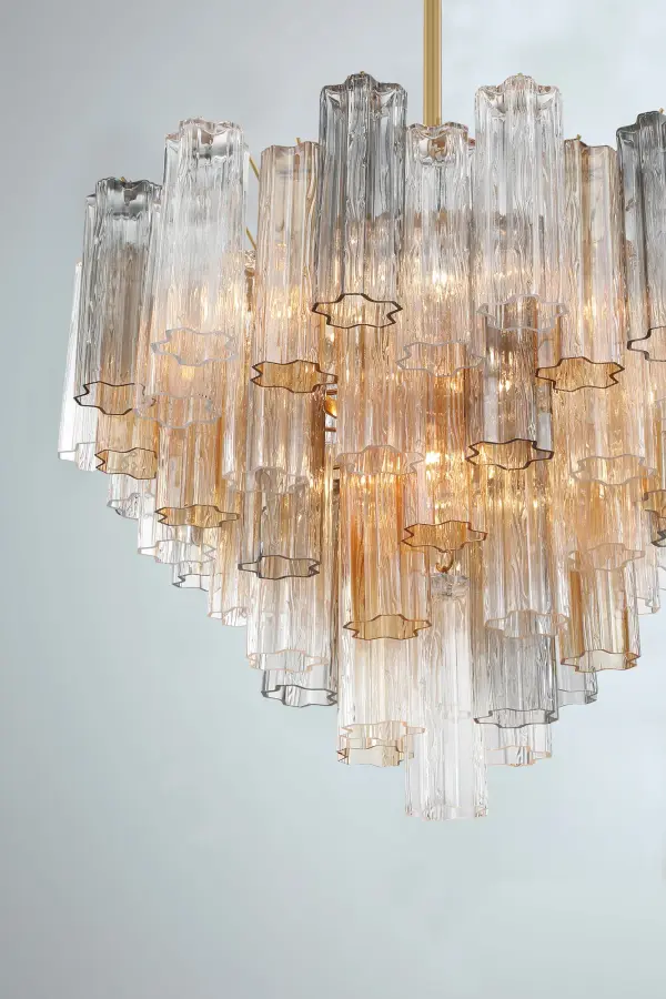 Addis 26.75" Chandelier in Aged Brass with Amber Glass - Image 64