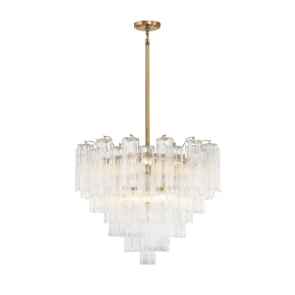Addis 26.75" Chandelier in Aged Brass with Amber Glass - Image 69