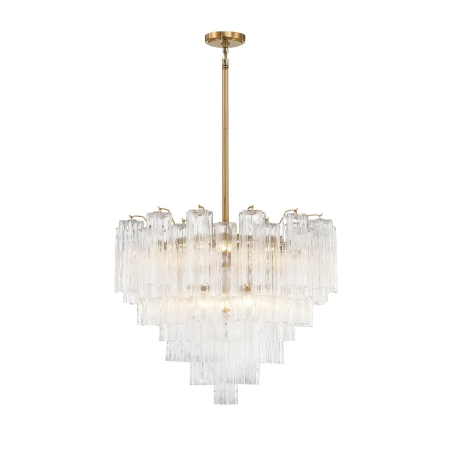 Addis 26.75" Chandelier in Aged Brass with Amber Glass - Image 69
