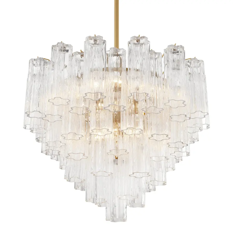 Addis 26.75" Chandelier in Aged Brass with Amber Glass - Image 70