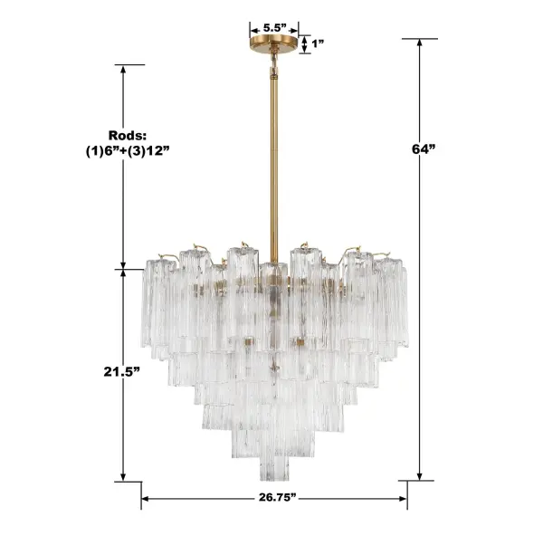 Addis 26.75" Chandelier in Aged Brass with Amber Glass - Image 74