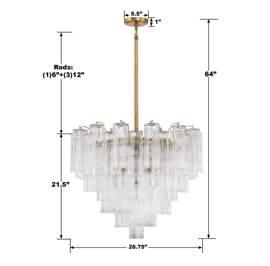 Addis 26.75" Chandelier in Aged Brass with Amber Glass - Image 74