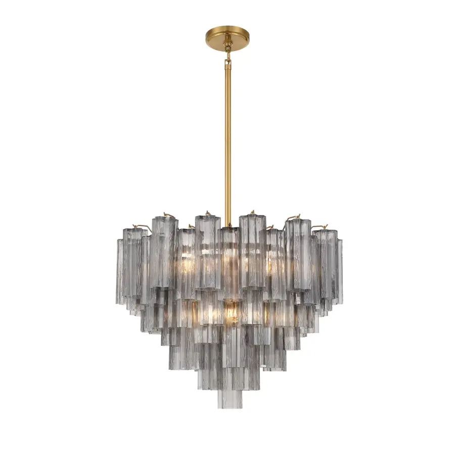 Addis 26.75" Chandelier in Aged Brass with Amber Glass - Image 75