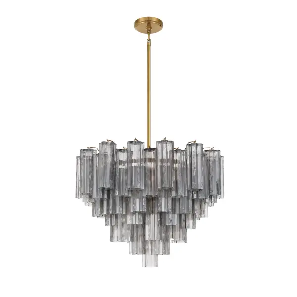 Addis 26.75" Chandelier in Aged Brass with Amber Glass - Image 76