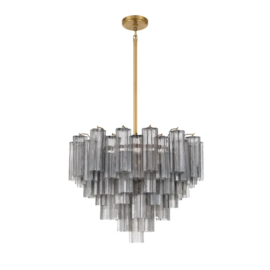 Addis 26.75" Chandelier in Aged Brass with Amber Glass - Image 76