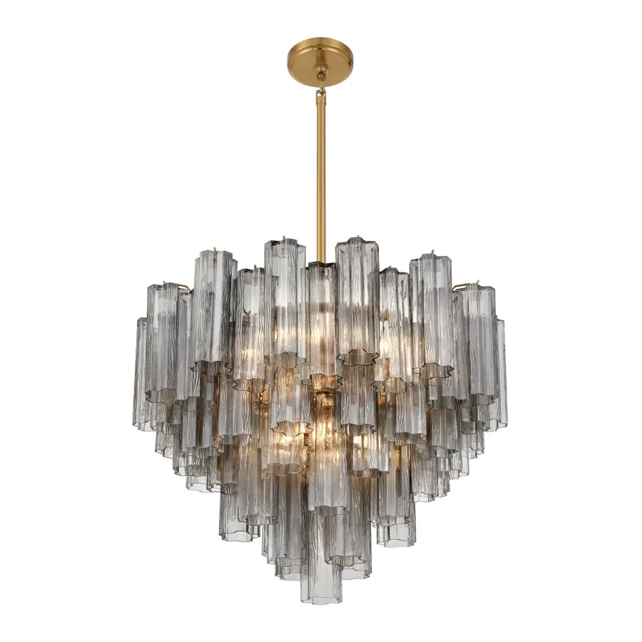Addis 26.75" Chandelier in Aged Brass with Amber Glass - Image 78