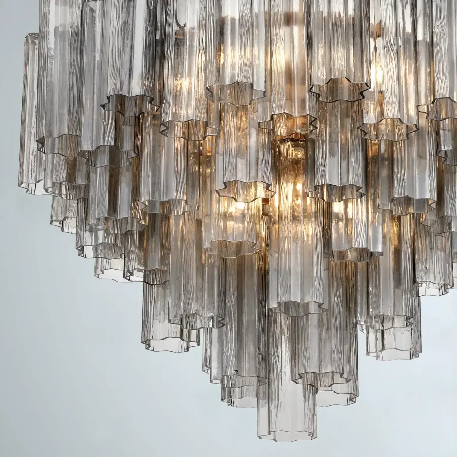 Addis 26.75" Chandelier in Aged Brass with Amber Glass - Image 79