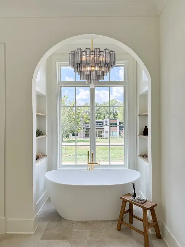 Addis 26.75" Chandelier in Aged Brass with Amber Glass - Image 80