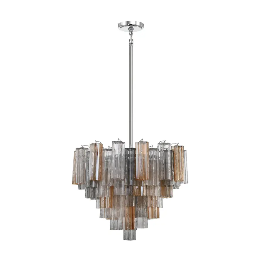 Addis 26.75" Chandelier in Aged Brass with Amber Glass - Image 9