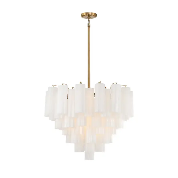 Addis 26.75" Chandelier in Aged Brass with Amber Glass - Image 83