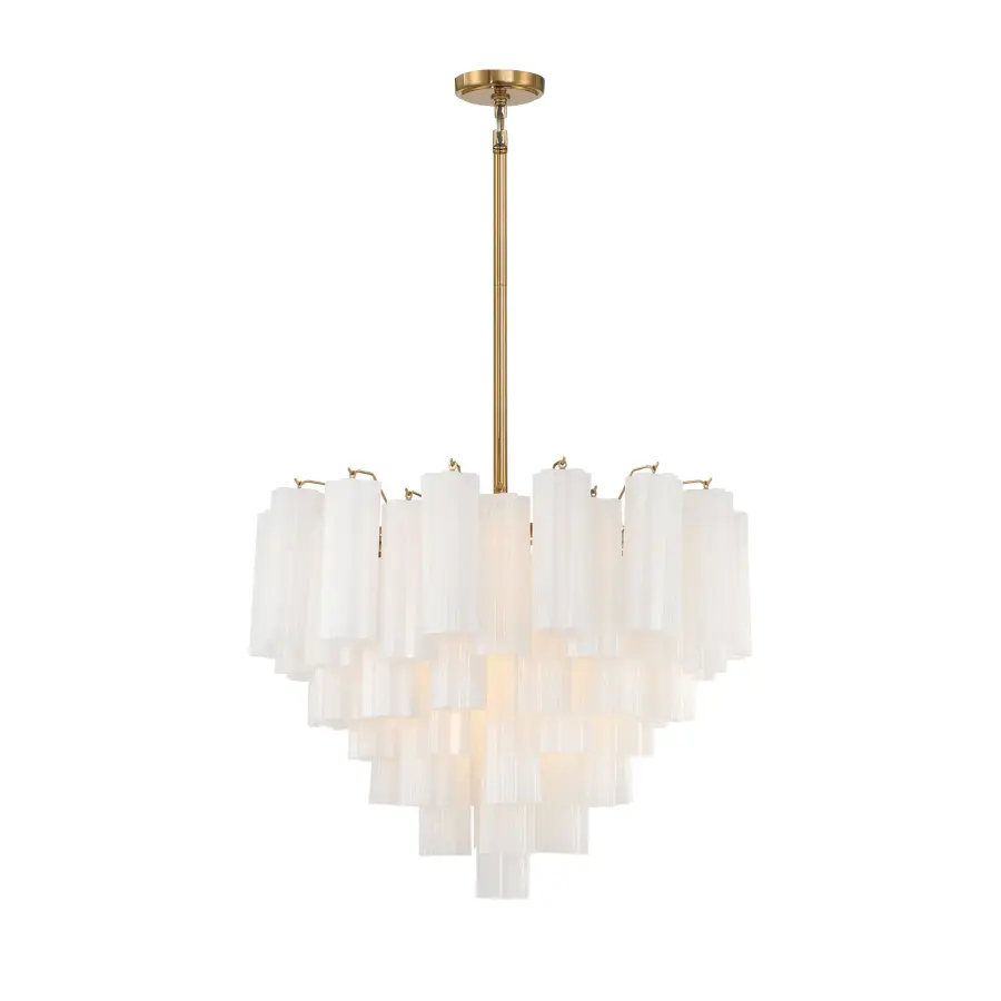 Addis 26.75" Chandelier in Aged Brass with Amber Glass - Image 83