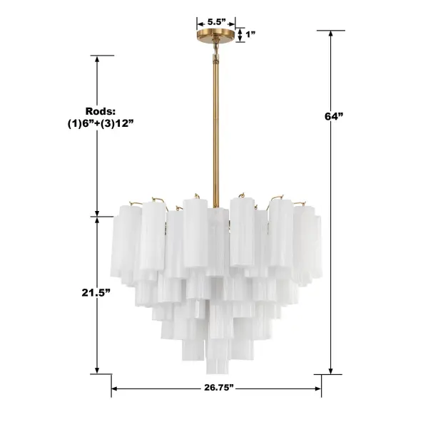 Addis 26.75" Chandelier in Aged Brass with Amber Glass - Image 89