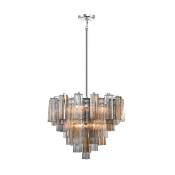 Addis 26.75" Chandelier in Aged Brass with Amber Glass - Image 10
