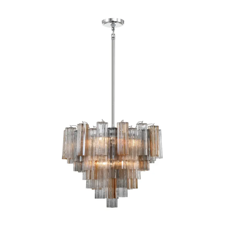 Addis 26.75" Chandelier in Aged Brass with Amber Glass - Image 10