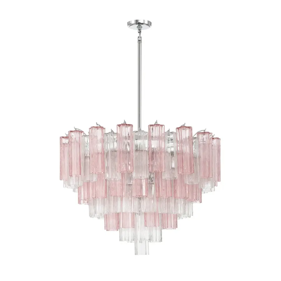 Addis 32" Chandelier in Aged Brass with Amber Glass - Image 2