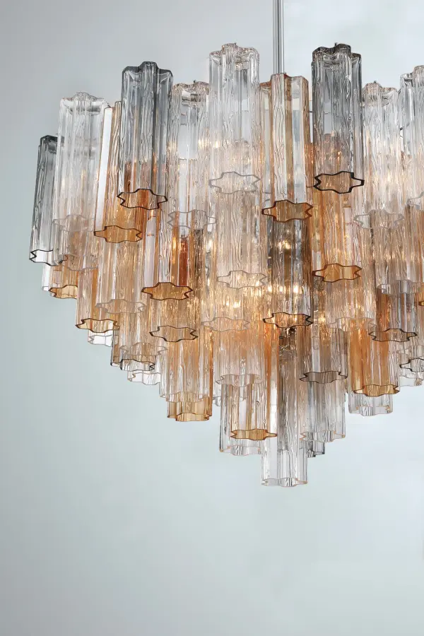 Addis 32" Chandelier in Aged Brass with Amber Glass - Image 11