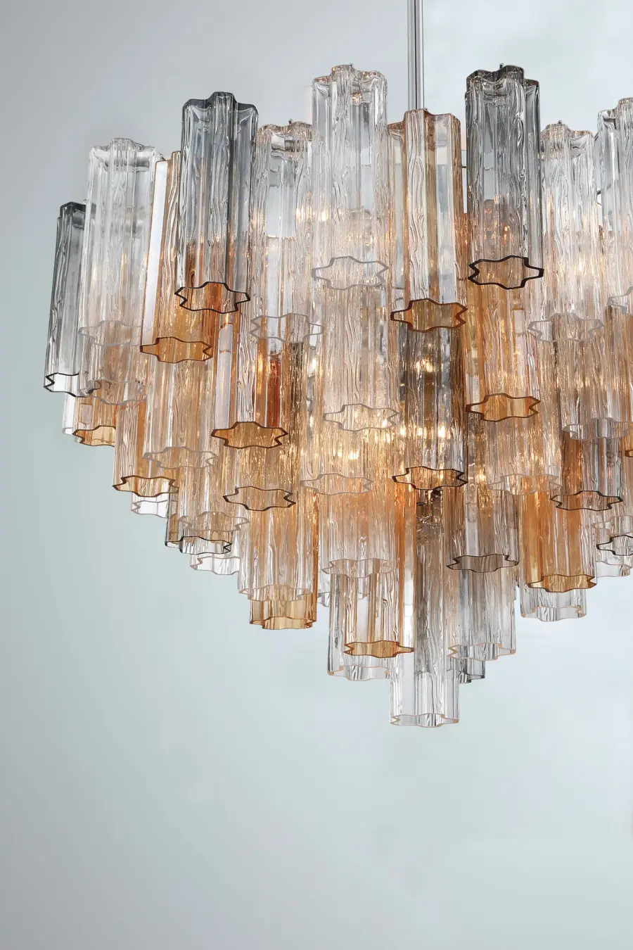 Addis 32" Chandelier in Aged Brass with Amber Glass - Image 11