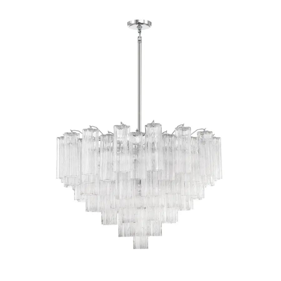 Addis 32" Chandelier in Aged Brass with Amber Glass - Image 14