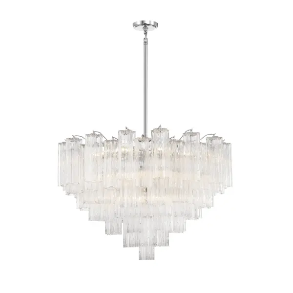 Addis 32" Chandelier in Aged Brass with Amber Glass - Image 15