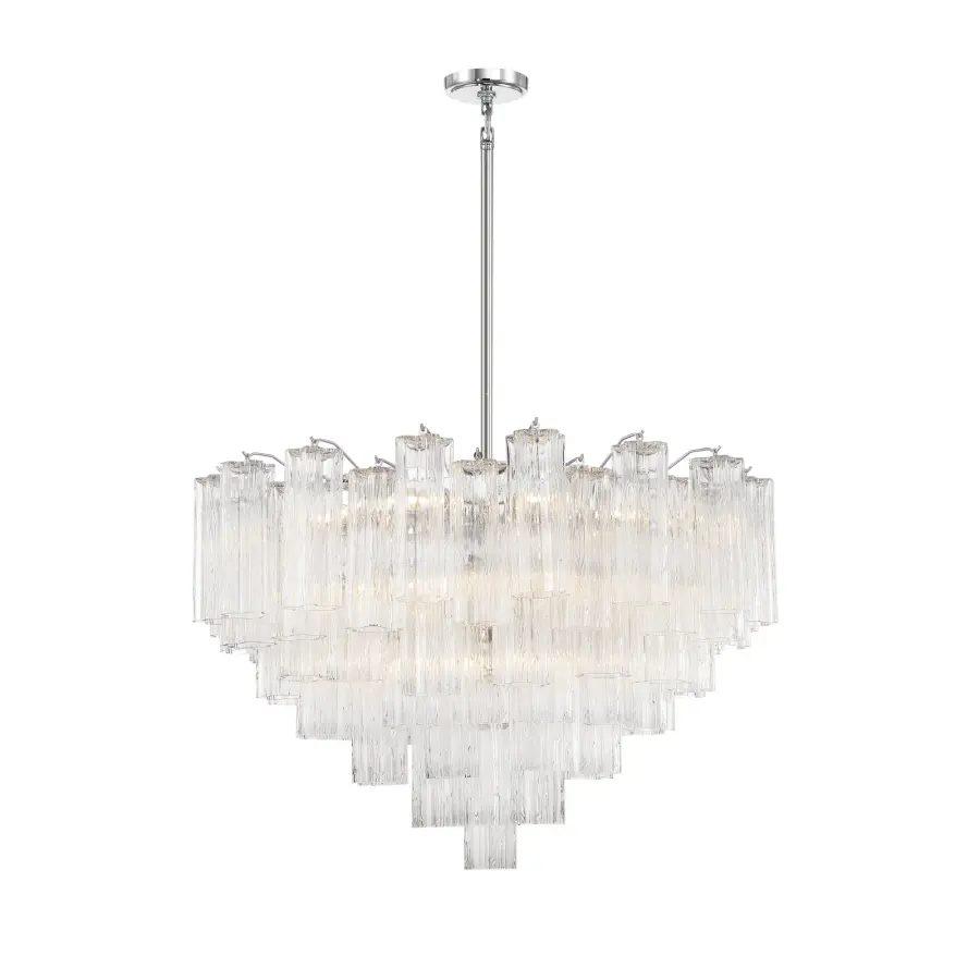 Addis 32" Chandelier in Aged Brass with Amber Glass - Image 15