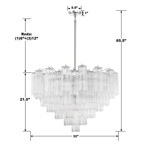 Addis 32" Chandelier in Aged Brass with Amber Glass - Image 20