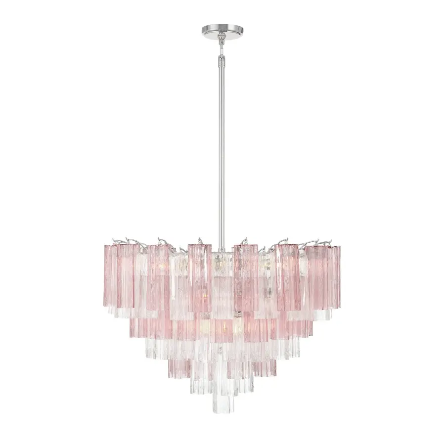 Addis 32" Chandelier in Aged Brass with Amber Glass - Image 3
