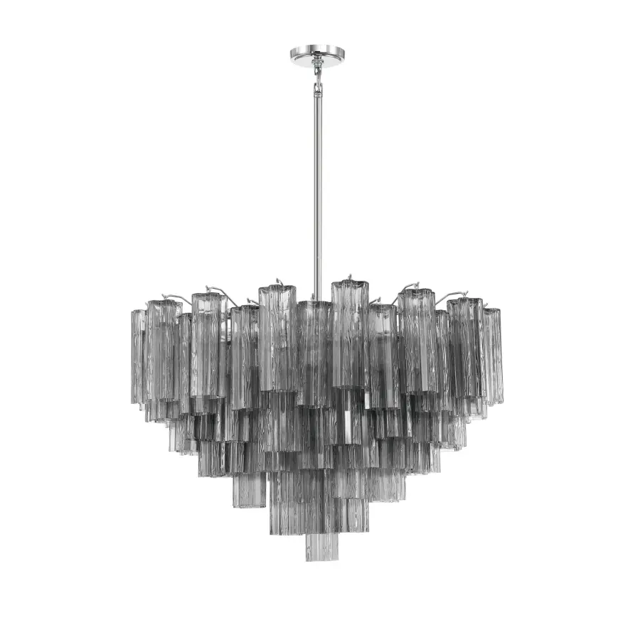 Addis 32" Chandelier in Aged Brass with Amber Glass - Image 21