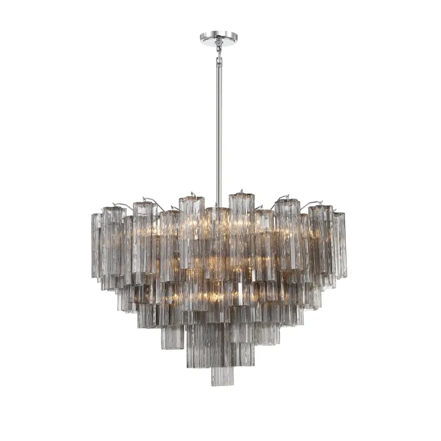 Addis 32" Chandelier in Aged Brass with Amber Glass - Image 22