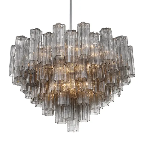 Addis 32" Chandelier in Aged Brass with Amber Glass - Image 23