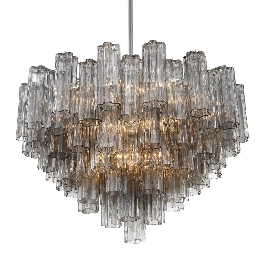 Addis 32" Chandelier in Aged Brass with Amber Glass - Image 23