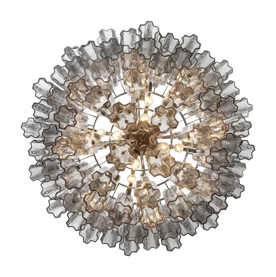 Addis 32" Chandelier in Aged Brass with Amber Glass - Image 24
