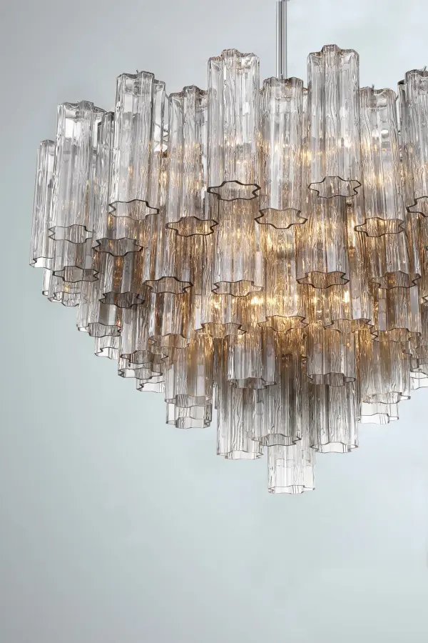 Addis 32" Chandelier in Aged Brass with Amber Glass - Image 25