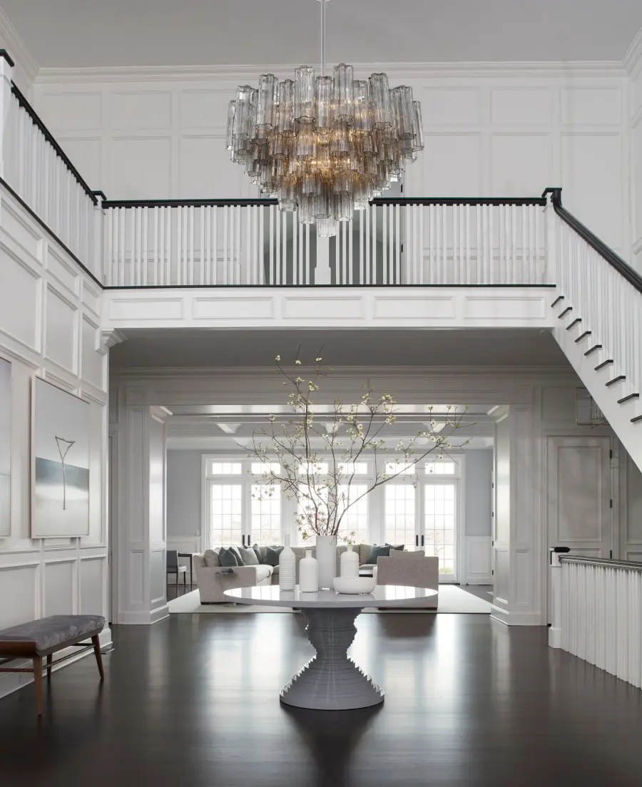 Addis 32" Chandelier in Aged Brass with Amber Glass - Image 26