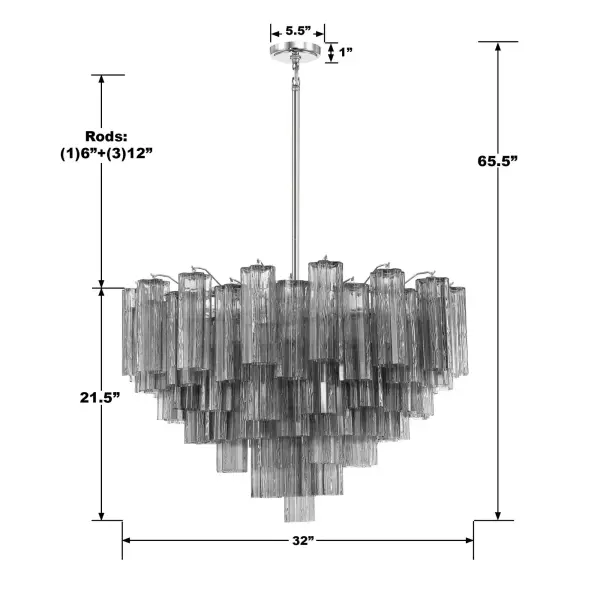 Addis 32" Chandelier in Aged Brass with Amber Glass - Image 27