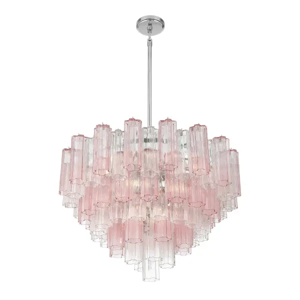 Addis 32" Chandelier in Aged Brass with Amber Glass - Image 4