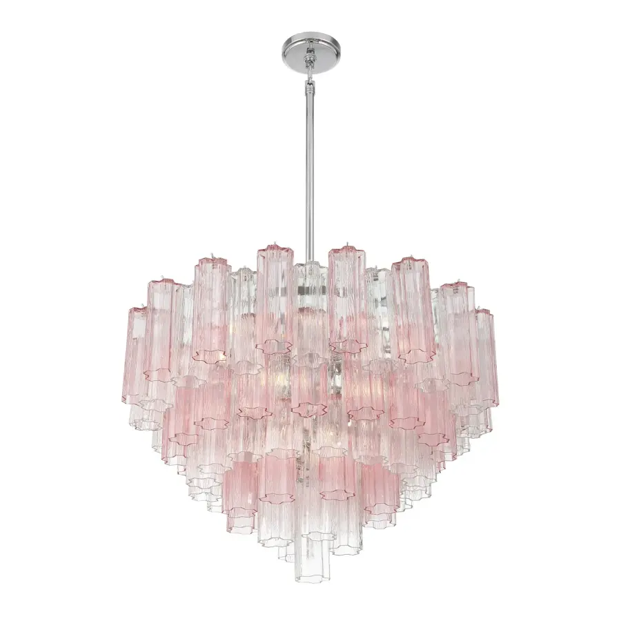 Addis 32" Chandelier in Aged Brass with Amber Glass - Image 4